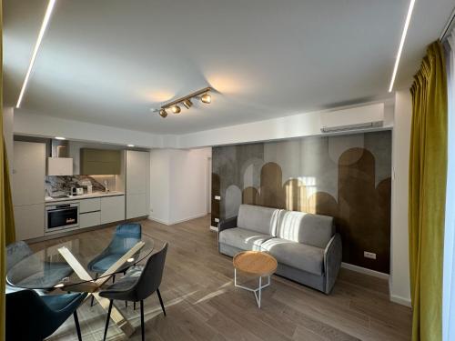 Kuchyň nebo kuchyňský kout v ubytování Bel Air Apartments Mamaia Nord