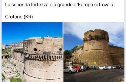 a collage of two pictures of a castle at Central Apartments in Crotone