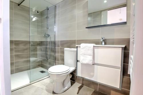 une salle de bain avec toilettes et douche dans l'établissement Nid douillet, à Périgueux