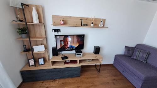 a living room with a tv and a couch at Apartman NAR Murter in Murter