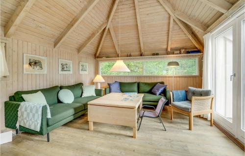 Fjerritslevにある4 Bedroom Lovely Home In Fjerritslevのリビングルーム(緑のソファ、椅子付)