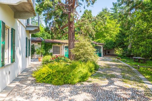 a driveway leading to a house with a tree at Casa Rita, Charming House with pool, Asti in Asti