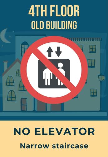 un panneau indiquant un étage, un vieil immeuble, pas d'ascenseur, un escalier étroit dans l'établissement L'Aixquis - T2, Vieille Ville, à Aix-en-Provence