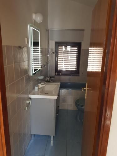 ein Badezimmer mit Waschbecken und Toilette in der Unterkunft Apartmani Kornatska in Tribunj