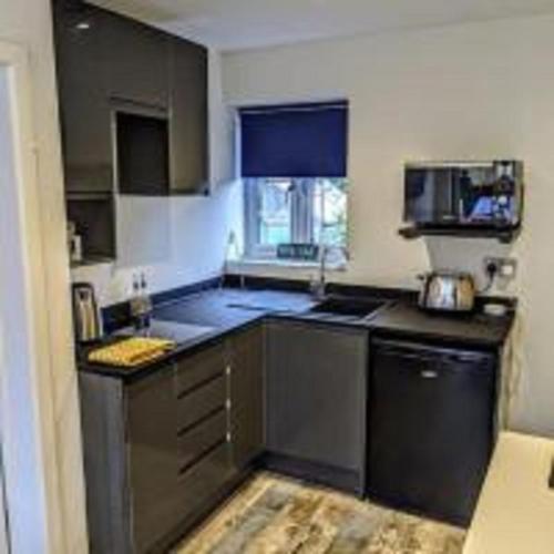 a small kitchen with a sink and a stove at The Orchid in Gillingham