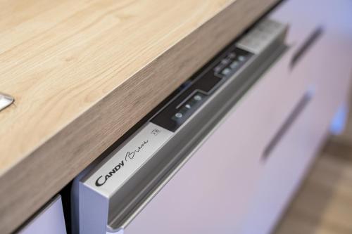 a close up of a counter with a drawer at Tiny House Tower in Fidenza