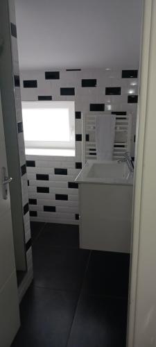 une salle de bain avec un lavabo et une fenêtre dans l'établissement Cozy2, à Nancy