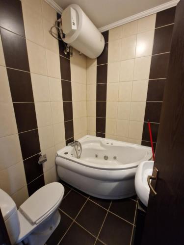 a bathroom with a bath tub and a toilet at Stars Palić in Palić