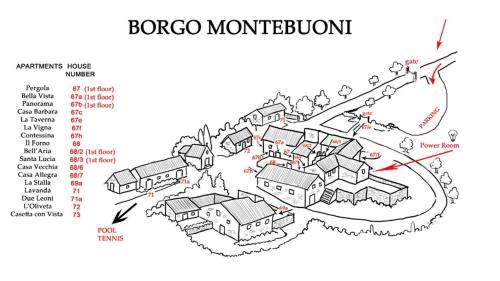 a map of the bronco mountain neighbourhood at Bella Vista in Gaiole in Chianti