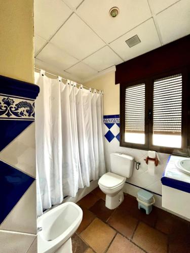 a bathroom with a toilet and a sink at Cella del Palancar in Motilla del Palancar