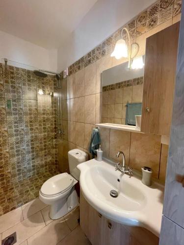 a bathroom with a toilet and a sink at Laurel LK Houses in Kritinia Rhodes in Kritinía