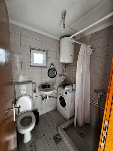 a small bathroom with a toilet and a sink at Mountain house Savin Kuk in Žabljak