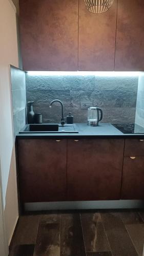 a kitchen with a sink and a counter top at Old port in Baška Voda