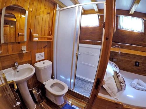 a bathroom with a toilet and a shower and a sink at Your accommodation in Kotor bays in Kotor