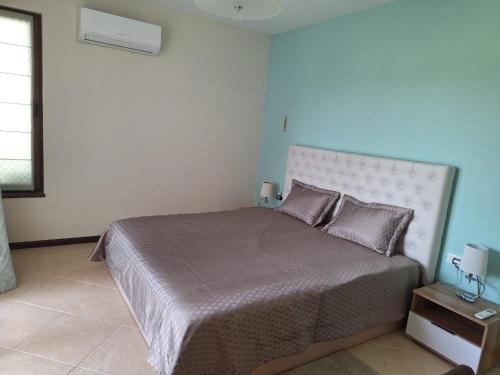 a bedroom with a large bed and a window at Bogdanov in Lozenets
