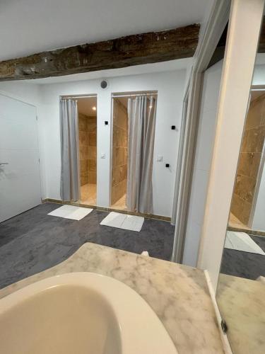 La salle de bains est pourvue de toilettes. dans l'établissement Métairie du Château, à Aussillon