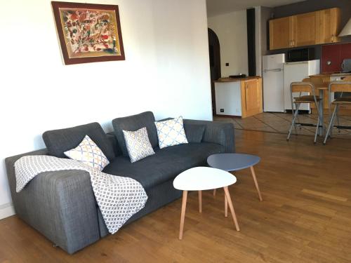un salon avec un canapé et une table dans l'établissement Spacieux et confortable T3 88m2 Grenoble secteur Jeanne d Arc, à Grenoble