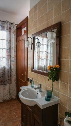 a bathroom with a sink and a mirror at CHC - La Oliva I in Buenavista del Norte