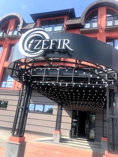 a c rite sign on the front of a building at Hotel Zefir in Drohobytsch