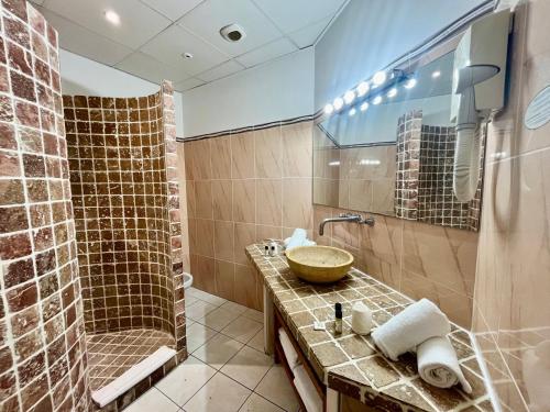 a bathroom with a sink and a shower at Le Beau Séjour in Saint-Raphaël
