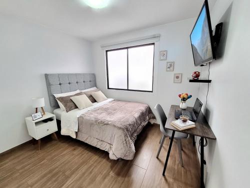 Postel nebo postele na pokoji v ubytování Habitación en departamento Compartido - La Paz 504