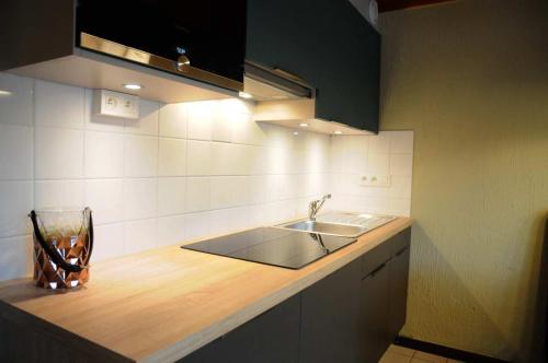 a kitchen with a sink and a counter top at Maison du Lac 4 in Vielsalm
