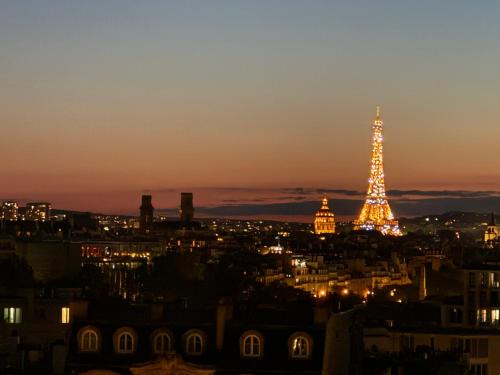 Top floor with Eiffel Tower view and roof top