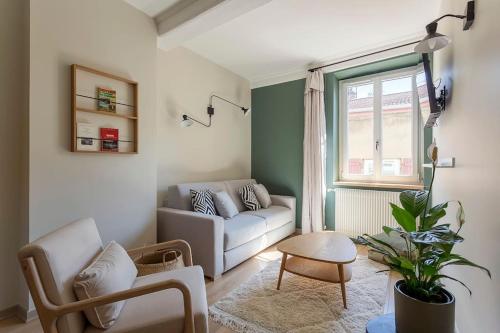 Ruang duduk di Maison Parmentier 10 min de Lyon