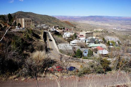 a view of a town on a hill with a bridge at Quiet in Clarkdale in Clarkdale