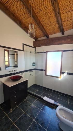a bathroom with a sink and a toilet at El Porvenir Wine Lodge in Cafayate