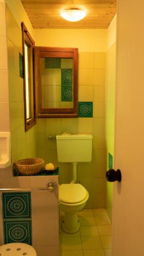 a bathroom with a toilet and a window at B&B La finestra sul bosco in Serralunga di Crea