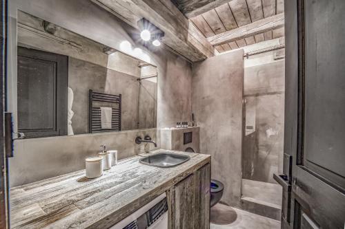 a bathroom with a sink and a mirror at Pleta del Tarter Lodge in El Tarter