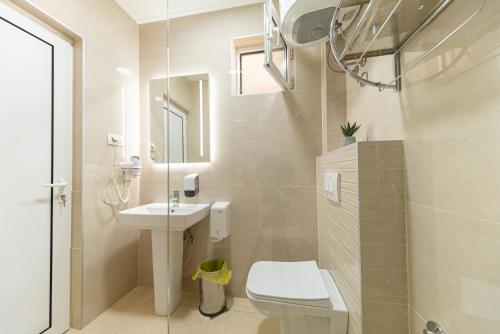 a small bathroom with a toilet and a sink at Villa Dana in Bar