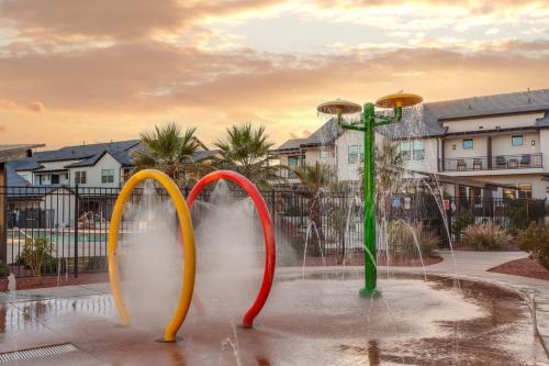 three water fountains in a fountain in a park at Ocotillo Springs 67 Low Prices, Private Hot Tub, Pool, Basketball Arcade, Ping Pong and Community Pool in Santa Clara