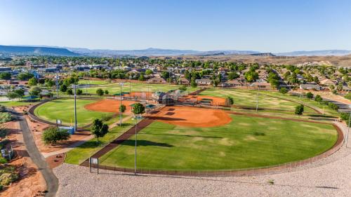 an aerial view of a park in a city at Ocotillo Springs 67 Low Prices, Private Hot Tub, Pool, Basketball Arcade, Ping Pong and Community Pool in Santa Clara