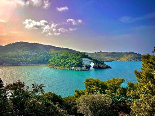an island in the middle of a body of water at Villa Latino in Vieste