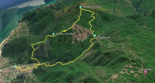 a map of a river on a mountain at Stavros Lay In in Áno Stavrós