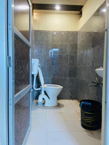 a bathroom with a toilet and a sink at Narendra inn in Pokaran