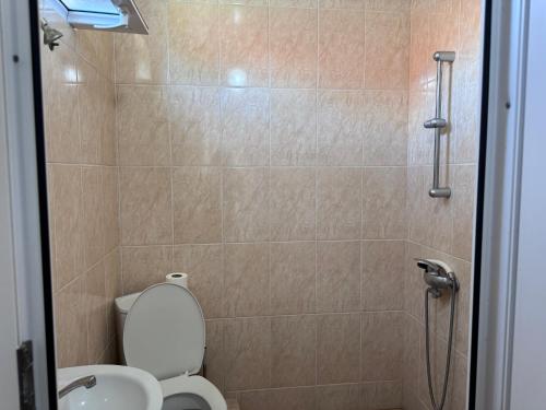 a bathroom with a toilet and a shower at Nina two in K'obulet'i