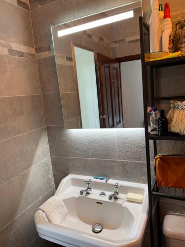 une salle de bain avec un lavabo et un miroir dans l'établissement À casa nostra, à Santo-Pietro-di-Tenda