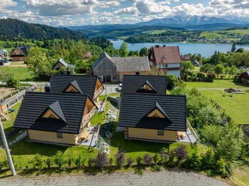 an aerial view of a house at Osada Przystanek Czorsztyn in Czorsztyn