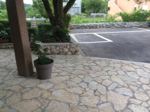 a potted plant sitting next to a parking lot at Apartment Olive in Jovići