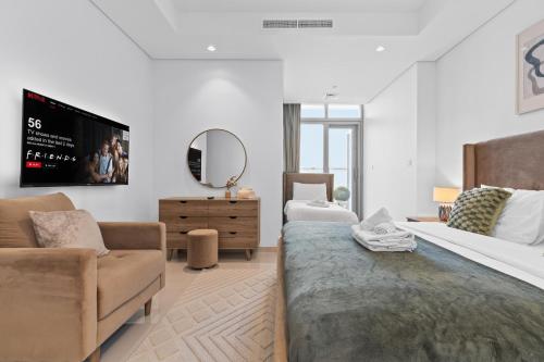 Zona de estar de Luxury Stay with Burj Khalifa Views & Infinity Pool