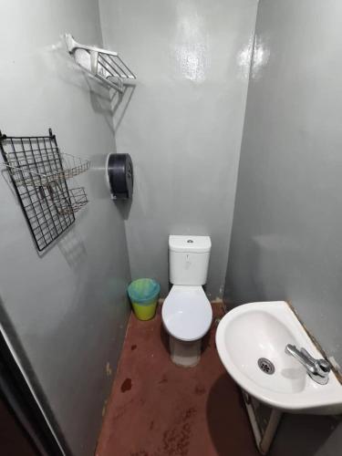a bathroom with a white toilet and a sink at Red Inn Court in George Town