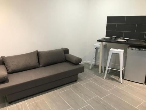 un salon avec un canapé et une table dans l'établissement Plein coeur de Paris, à Paris