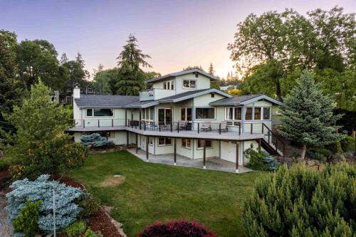 an aerial view of a large white house at CherryView Lane in White Salmon