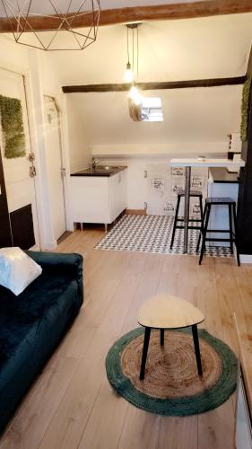 un salon avec un canapé et une table dans l'établissement Studio cosy Nice centre quartier Musiciens, à Nice