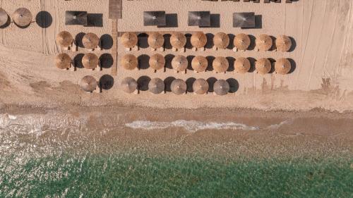 an aerial view of a beach with the water at Acron Suites in Limenaria