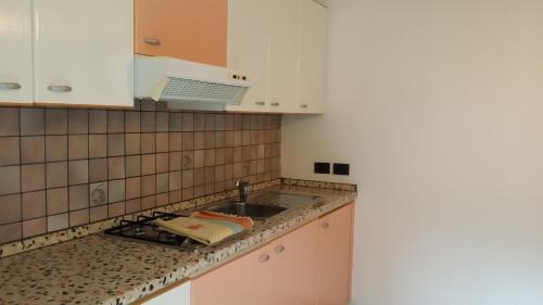 a kitchen with a sink and a counter top at Casa Dorigoni Molveno in Molveno