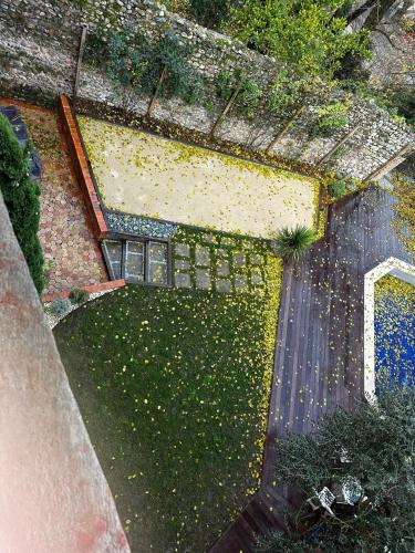 an aerial view of a house with a garden at Maison de la Pra in Valence